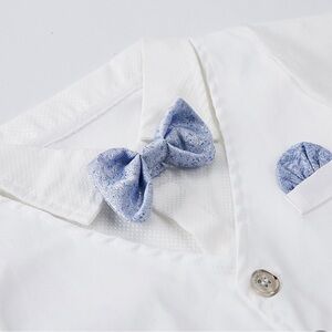 Baby Boy White Shirt Waistcoat Bowtie Tuxedo Onesie Jumpsuit 12-18 new